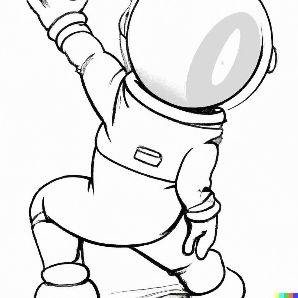 an astronaut, cartoon by Osamu Tezuka